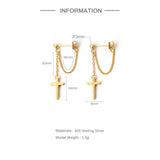 925 Sterling Silver Cross Earrings Studs for Women