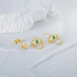 Angel Eyes 925 Silver Earrings Emerald Fine Jewelry Aretes 18K