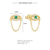 Angel Eyes 925 Silver Earrings Emerald Fine Jewelry Aretes 18K