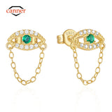 Angel Eyes 925 Silver Earrings Emerald Fine Jewelry Aretes 18K
