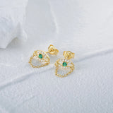 Angel Eyes 925 Silver Earrings Emerald Fine Jewelry Aretes 18K