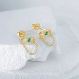 Angel Eyes 925 Silver Earrings Emerald Fine Jewelry Aretes 18K
