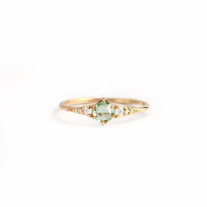 925 Silver Light Green Zircon Engagement Ring
