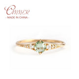 925 Silver Light Green Zircon Engagement Ring