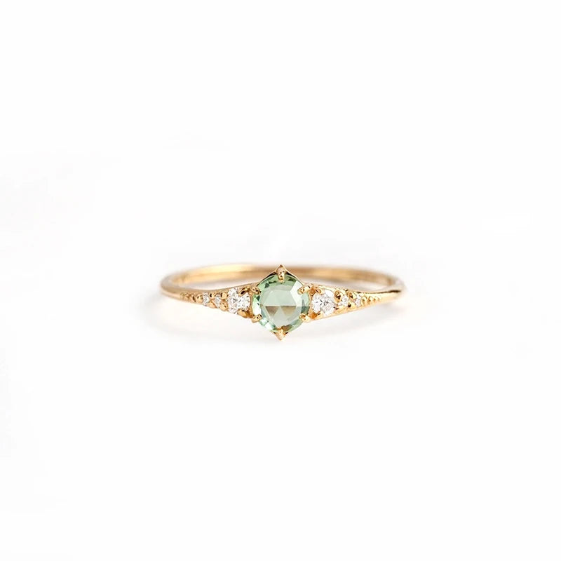 925 Silver Light Green Zircon Engagement Ring