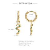 Snake Earrings Silver 925 Zirconia Drop Earrings