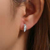 Arcuate Zircon Hoop Earrings Sterling Silver Vintage Classic Jewelry