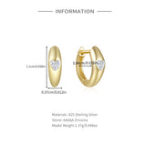 Arcuate Zircon Hoop Earrings Sterling Silver Vintage Classic Jewelry
