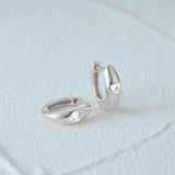 Arcuate Zircon Hoop Earrings Sterling Silver Vintage Classic Jewelry