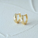 Arcuate Zircon Hoop Earrings Sterling Silver Vintage Classic Jewelry