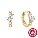 Arcuate Zircon Hoop Earrings Sterling Silver Vintage Classic Jewelry