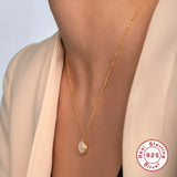925 Silver Pearl Pendant Necklace Sweet Girls Bride Jewelry