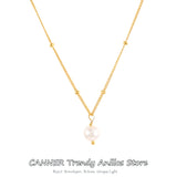 925 Silver Pearl Pendant Necklace Sweet Girls Bride Jewelry