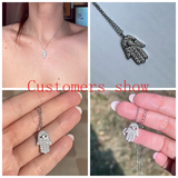 925 Silver Zircon Palm Pendant Necklaces for Women