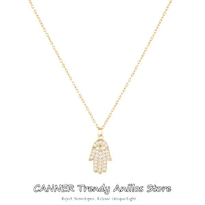 925 Silver Zircon Palm Pendant Necklaces for Women