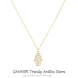 925 Silver Zircon Palm Pendant Necklaces for Women