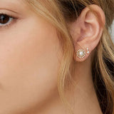 Big Pearl Earrings Silver 925 Zirconia Stud Earrings