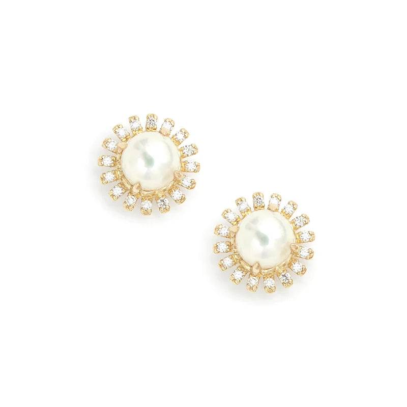 Big Pearl Earrings Silver 925 Zirconia Stud Earrings