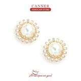 Big Pearl Earrings Silver 925 Zirconia Stud Earrings