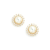Big Pearl Earrings Silver 925 Zirconia Stud Earrings