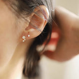 Zircon Pearl Stud Earrings 925 Sterling Silver Mini Earrings For Women