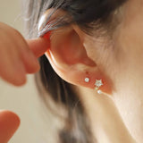 Zircon Pearl Stud Earrings 925 Sterling Silver Mini Earrings For Women