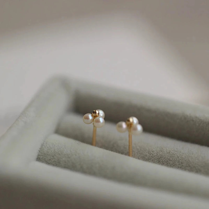 Zircon Pearl Stud Earrings 925 Sterling Silver Mini Earrings For Women