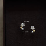 Zircon Pearl Stud Earrings 925 Sterling Silver Mini Earrings For Women