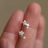 Zircon Pearl Stud Earrings 925 Sterling Silver Mini Earrings For Women