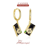 925 Sterling Silver Drop Earrings for Women Golden Piercing Accessory