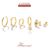 Green Zircon Eye Star Earrings Set Hoops Jewelry