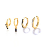 Green Zircon Eye Star Earrings Set Hoops Jewelry