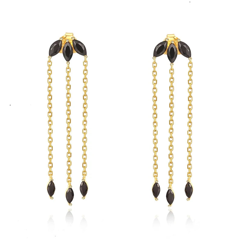 925 Silver Horse Eye Long Earrings for Women