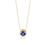 925 Silver Gem Necklace Round Pendant Long Chain Wedding Jewelry