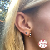 Green Zircon Earrings 925 Silver Hoops Piercing Jewelry