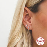Green Zircon Earrings 925 Silver Hoops Piercing Jewelry
