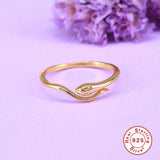 Minimalist Silver 925 Snake Glossy Gold/Silver Fine Jewelry Paired Rings