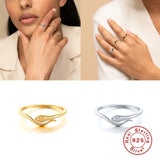 Minimalist Silver 925 Snake Glossy Gold/Silver Fine Jewelry Paired Rings