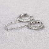 Micro Inlaid Moissanite Double Circle Earrings 925 Sterling Silver