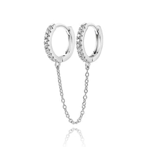 Micro Inlaid Moissanite Double Circle Earrings 925 Sterling Silver