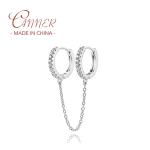 Micro Inlaid Moissanite Double Circle Earrings 925 Sterling Silver
