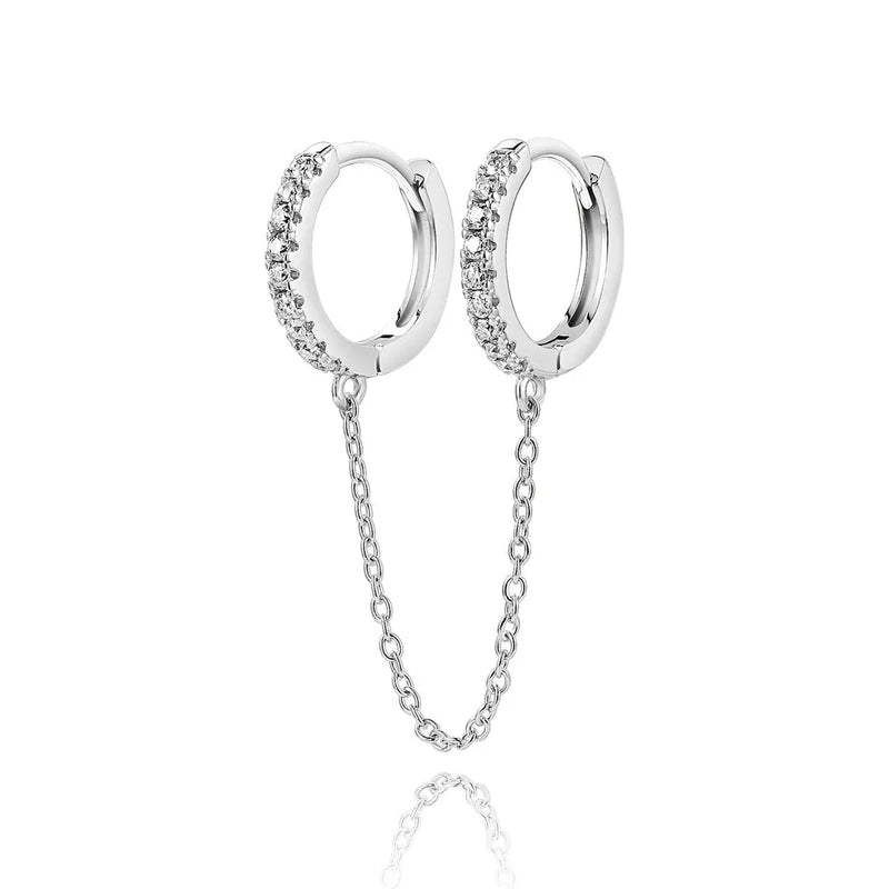 Micro Inlaid Moissanite Double Circle Earrings 925 Sterling Silver