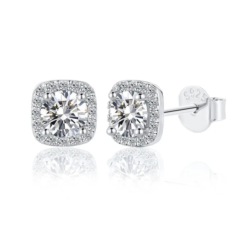 1CT Moissanite Diamond Screw Earrings 925 Sterling Silver Studs