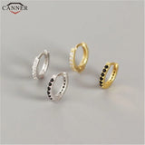 Small CZ Crystal Huggie Earrings 925 Sterling Silver Jewelry