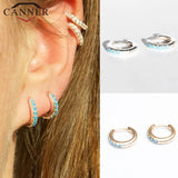 Small CZ Crystal Huggie Earrings 925 Sterling Silver Jewelry