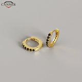 Small CZ Crystal Huggie Earrings 925 Sterling Silver Jewelry