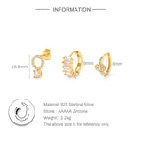925 Silver CZ Stud Earrings Platinum Plated Hypoallergenic Ear Clips