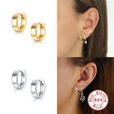 S925 Sterling Silver Cartilage Circle Earring Zircon Hoop