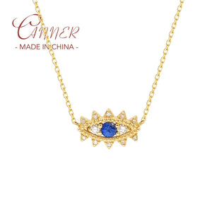 925 Silver Chain Necklace with Zircon Angel Eyes Pendant