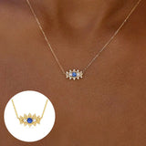 925 Silver Chain Necklace with Zircon Angel Eyes Pendant